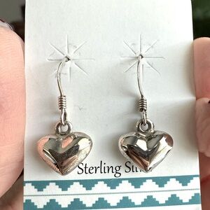Vintage Puffy Heart Earrings- 925 Sterling!